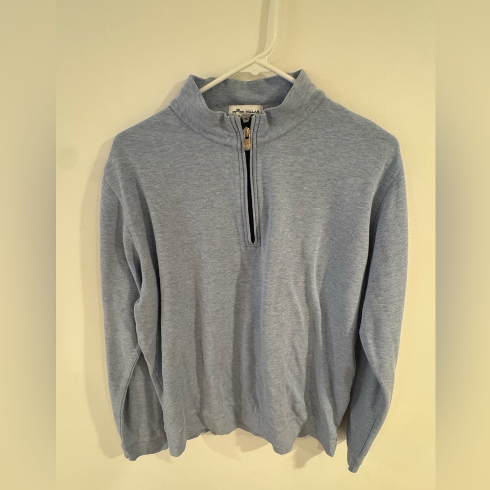 Peter Millar Sky Blue Zip-Up Sweater